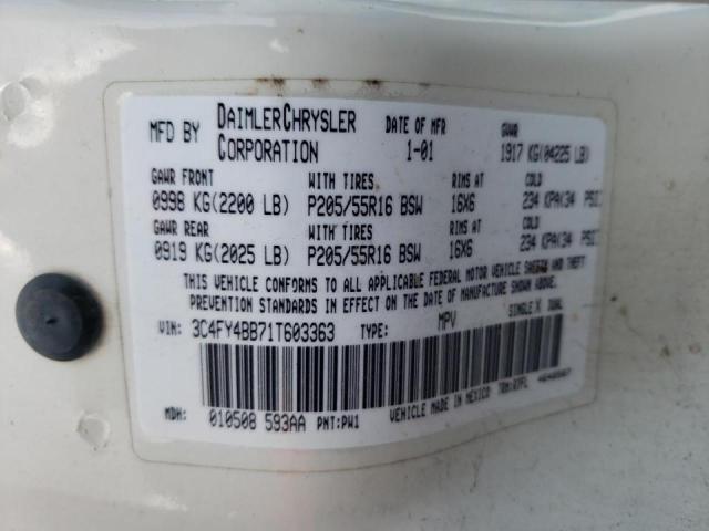 Photo 10 from auction – 2001 CHRYSLER PT CRUISER with VIN 3C4FY4BB71T603363