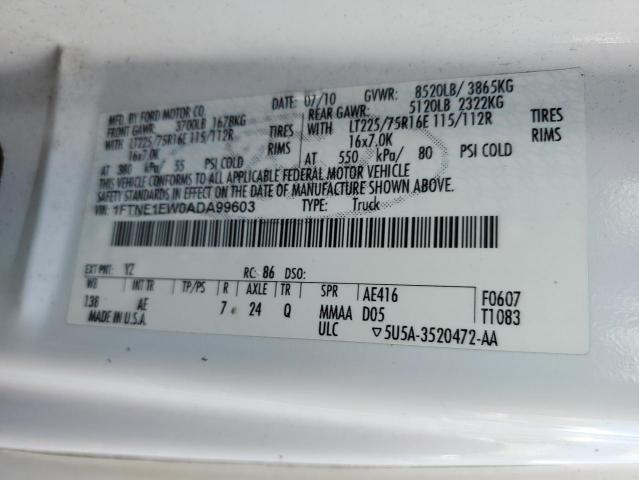 Photo 10 from auction – 2010 FORD ECONOLINE with VIN 1FTNE1EW0ADA99603