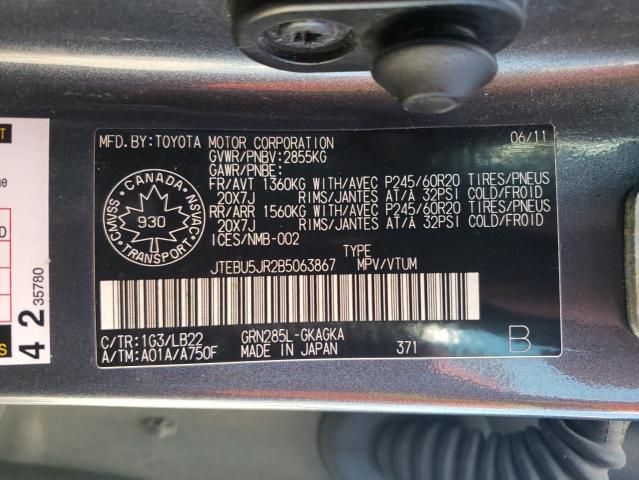 Photo 10 from auction – 2011 TOYOTA 4RUNNER SR with VIN JTEBU5JR2B5063867
