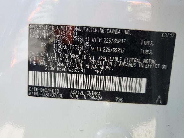 Photo 10 from auction – 2017 TOYOTA RAV4 XLE with VIN 2T3WFREV6HW362391