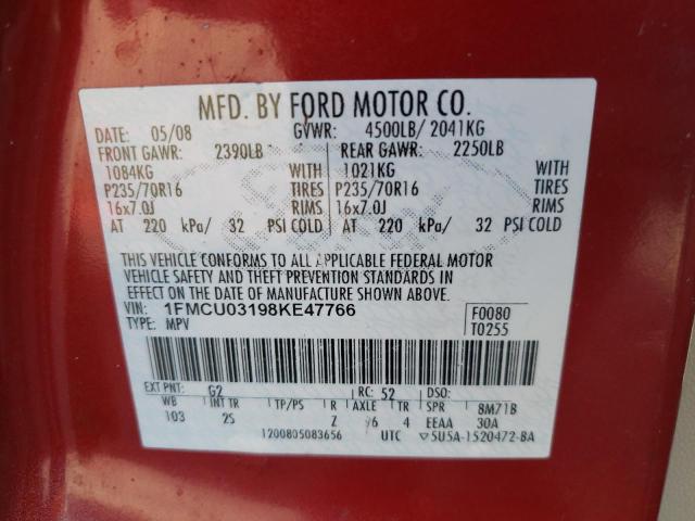 Photo 10 from auction – 2008 FORD ESCAPE XLT with VIN 1FMCU03198KE47766
