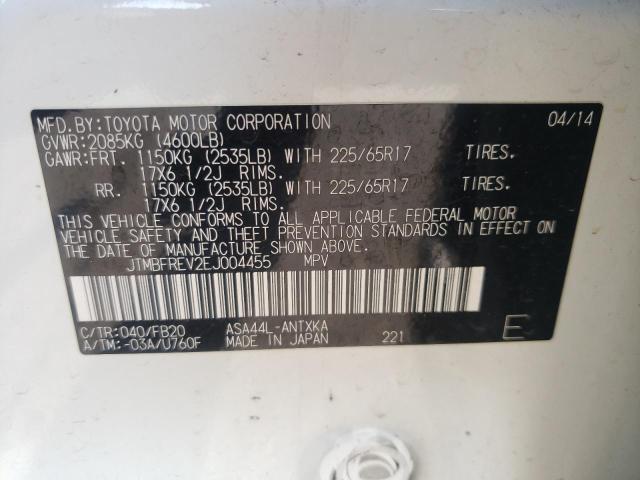 Photo 10 from auction – 2014 TOYOTA RAV4 LE with VIN JTMBFREV2EJ004455
