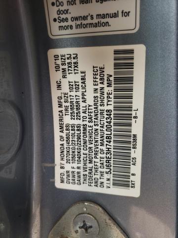 Photo 10 from auction – 2011 HONDA CR-V EXL with VIN 5J6RE3H74BL004348