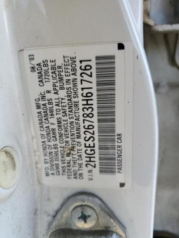 Photo 10 from auction – 2003 HONDA CIVIC EX with VIN 2HGES26783H617261