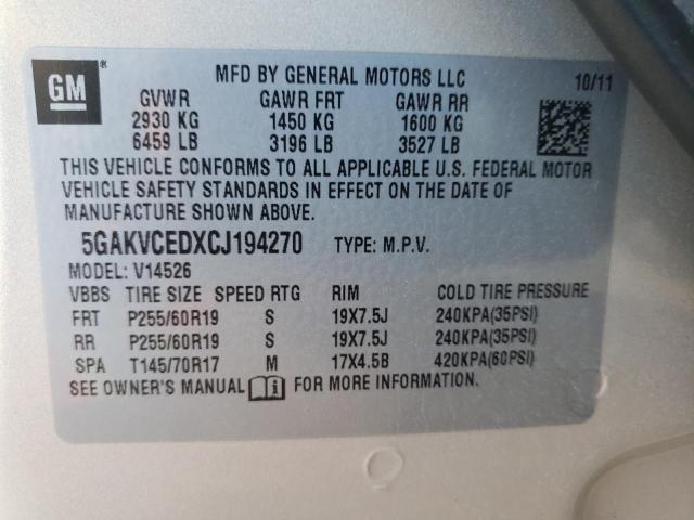 Photo 10 from auction – 2012 BUICK ENCLAVE with VIN 5GAKVCEDXCJ194270