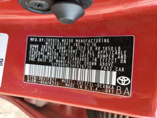 Photo 10 from auction – 2017 TOYOTA COROLLA L with VIN 5YFBURHEXHP616730