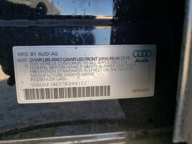 Photo 10 from auction – 2007 AUDI A4 2 with VIN WAUAF78E07A249122