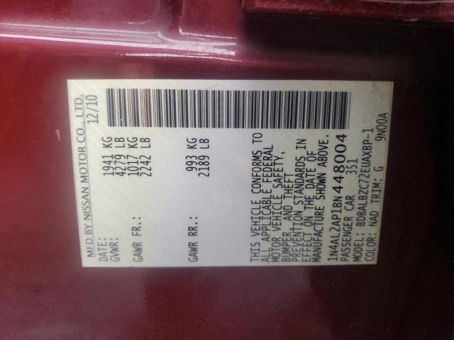 Photo 10 from auction – 2011 NISSAN ALTIMA BAS with VIN 1N4AL2AP1BN448004