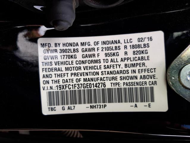 Photo 10 from auction – 2016 HONDA CIVIC EX with VIN 19XFC1F37GE014276