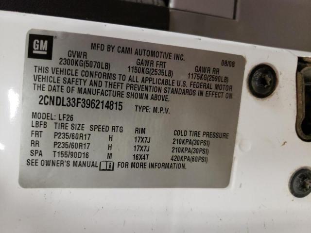 Photo 10 from auction – 2009 CHEVROLET EQUINOX LT with VIN 2CNDL33F396214815