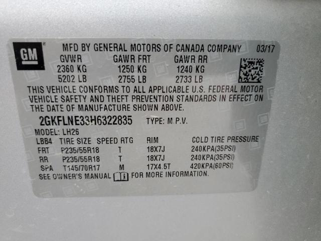 Photo 10 from auction – 2017 GMC TERRAIN SL with VIN 2GKFLNE33H6322835