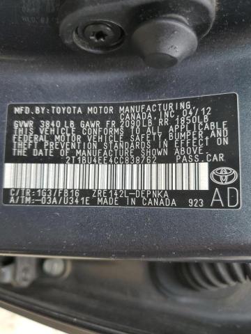 Photo 10 from auction – 2012 TOYOTA COROLLA CE with VIN 2T1BU4EE4CC838762