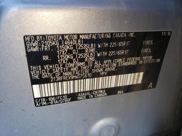 Photo 10 from auction – 2017 TOYOTA RAV4 XLE with VIN 2T3RFREV9HW575610