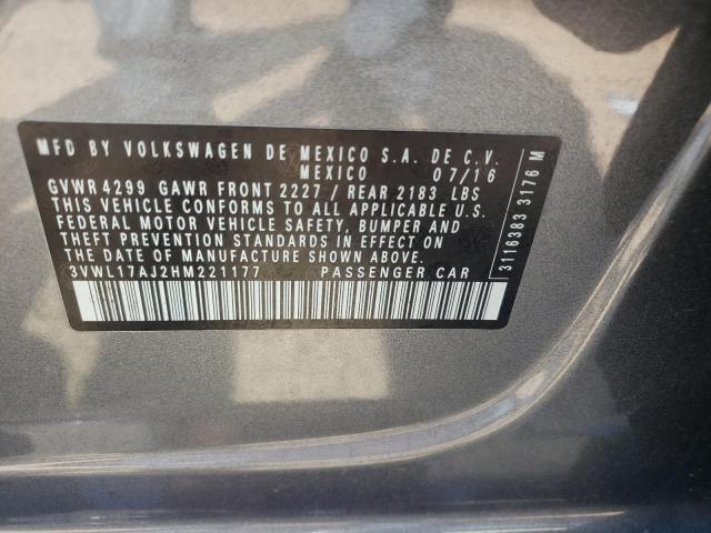 Photo 10 from auction – 2017 VOLKSWAGEN JETTA SEL with VIN 3VWL17AJ2HM221177