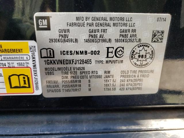 Photo 10 from auction – 2015 GMC ACADIA SLE with VIN 1GKKVNEDXFJ128465