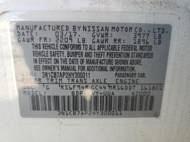 Photo 10 from auction – 2017 NISSAN SENTRA SR with VIN 3N1CB7AP2HY300011