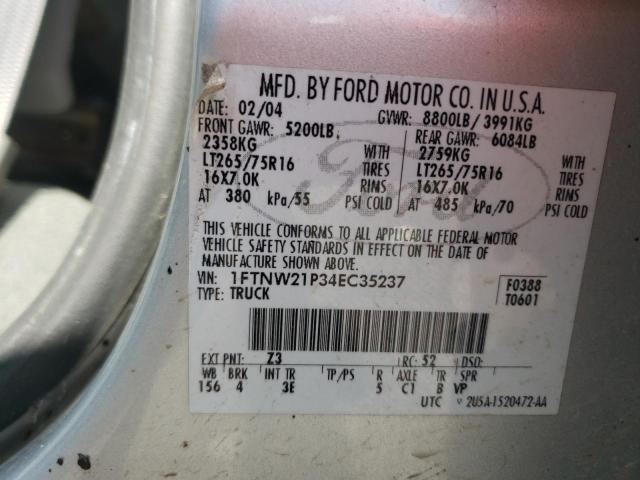 Photo 10 from auction – 2004 FORD F250 SUPER with VIN 1FTNW21P34EC35237