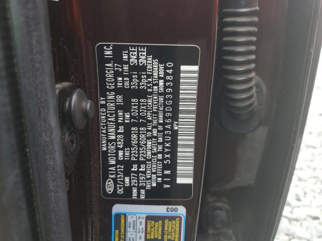 Photo 10 from auction – 2013 KIA SORENTO EX with VIN 5XYKU3A69DG393840