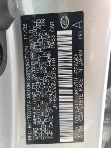 Photo 10 from auction – 2004 LEXUS ES 330 with VIN JTHBA30G845016118