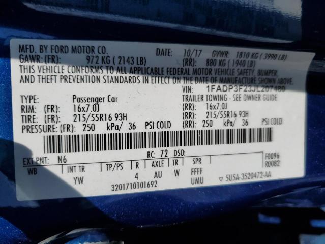 Photo 10 from auction – 2018 FORD FOCUS SE with VIN 1FADP3F23JL207480