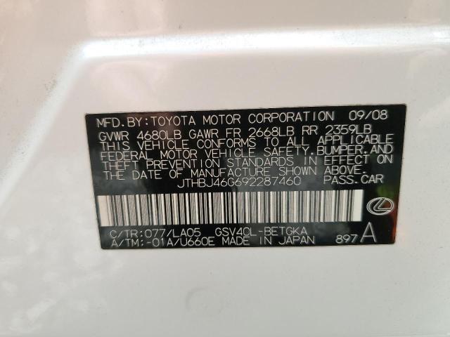 Photo 10 from auction – 2009 LEXUS ES 350 with VIN JTHBJ46G692287460