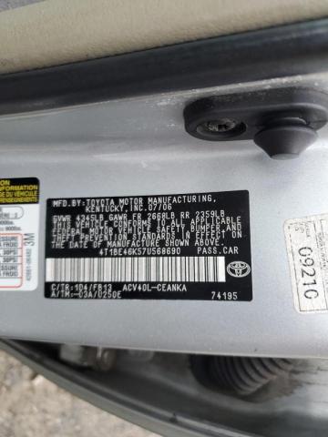 Photo 10 from auction – 2007 TOYOTA CAMRY CE with VIN 4T1BE46K57U568690