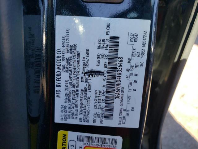Photo 10 from auction – 2014 FORD FUSION SE with VIN 3FA6P0HD4ER336468