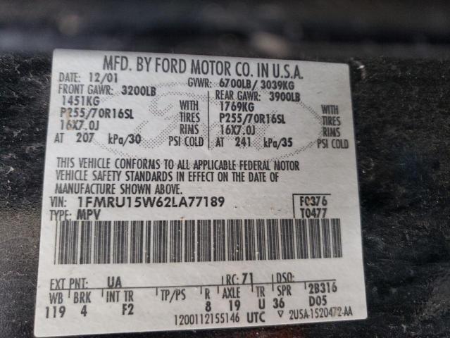 Zdjęcie 10 z aukcji – 2002 FORD EXPEDITION z VIN 1FMRU15W62LA77189