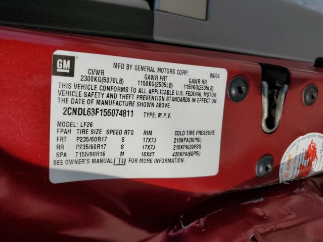 Photo 10 from auction – 2005 CHEVROLET EQUINOX LT with VIN 2CNDL63F156074811