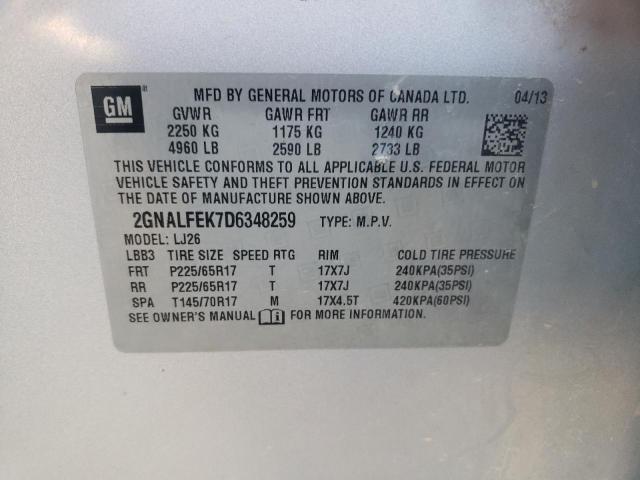 Photo 10 from auction – 2013 CHEVROLET EQUINOX LT with VIN 2GNALFEK7D6348259