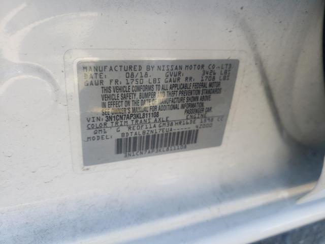 Photo 10 from auction – 2019 NISSAN VERSA S with VIN 3N1CN7AP3KL811108