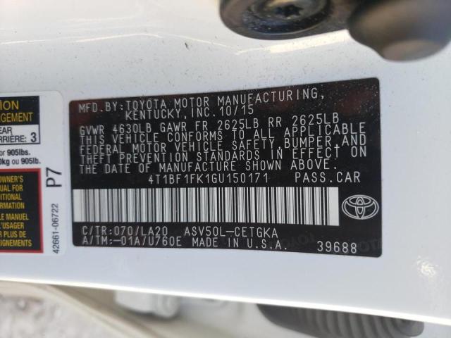 Photo 10 from auction – 2016 TOYOTA CAMRY LE with VIN 4T1BF1FK1GU150171