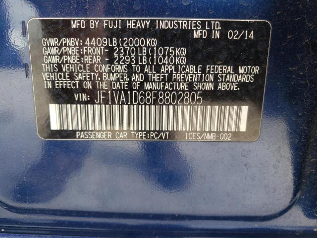 Photo 10 from auction – 2015 SUBARU WRX PREMIU with VIN JF1VA1D68F8802805