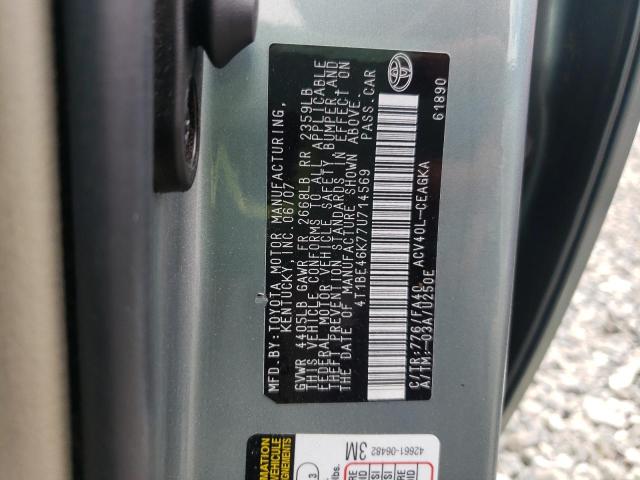 Photo 10 from auction – 2007 TOYOTA CAMRY CE with VIN 4T1BE46K77U714569