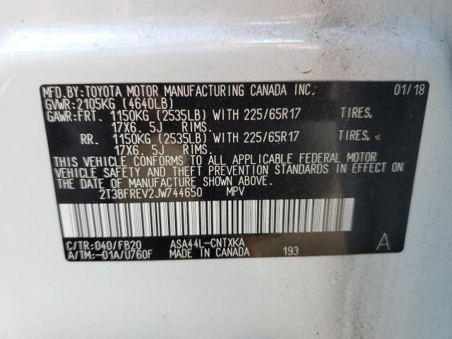 Photo 10 from auction – 2018 TOYOTA RAV4 LE with VIN 2T3BFREV2JW744650