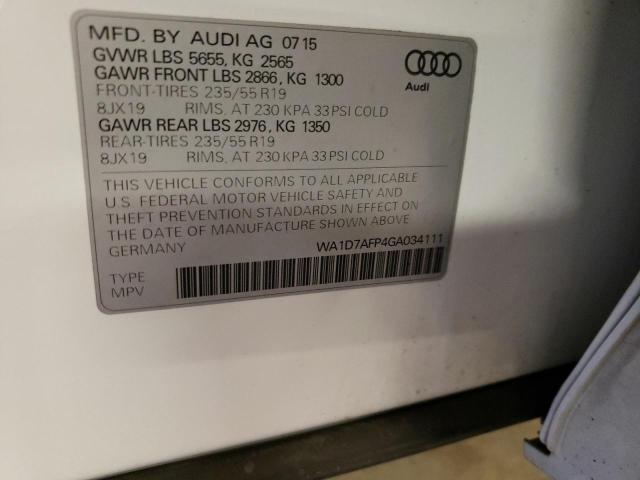 Photo 10 from auction – 2016 AUDI Q5 PREMIUM with VIN WA1D7AFP4GA034111
