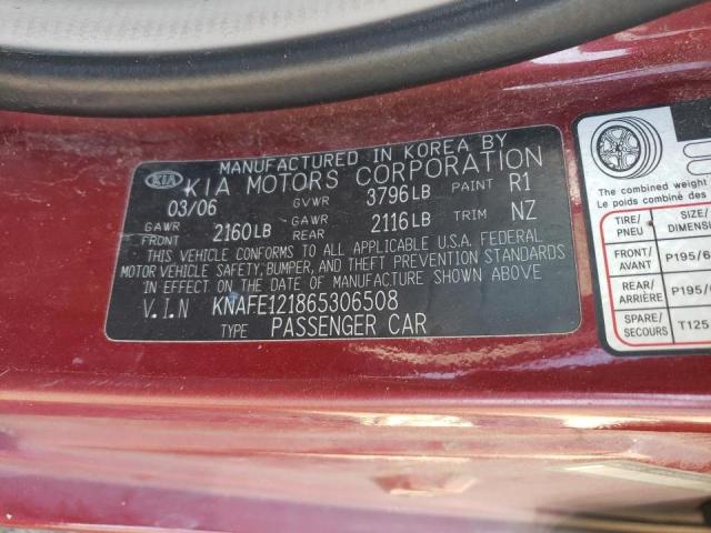 Photo 10 from auction – 2006 KIA SPECTRA LX with VIN KNAFE121865306508