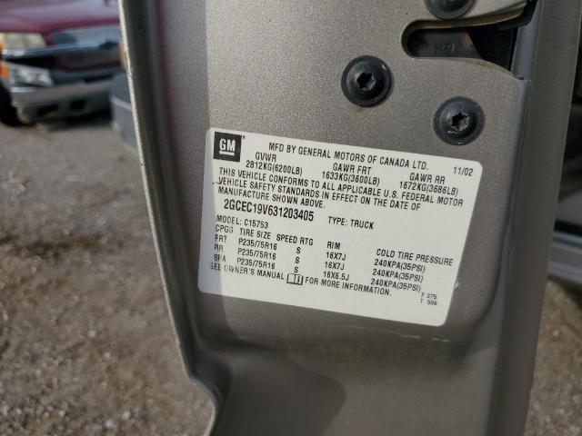 Photo 10 from auction – 2003 CHEVROLET SILVERADO with VIN 2GCEC19V631203405