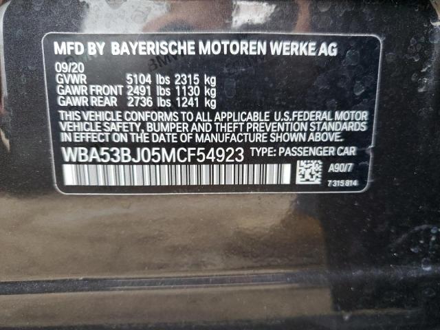 Photo 10 from auction – 2021 BMW 540 I with VIN WBA53BJ05MCF54923