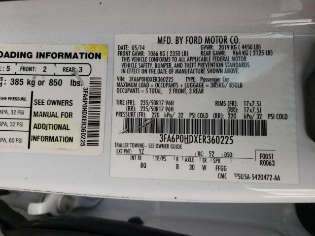 Photo 10 from auction – 2014 FORD FUSION SE with VIN 3FA6P0HDXER360225
