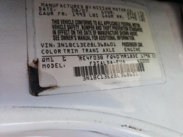 Photo 10 from auction – 2008 NISSAN VERSA S with VIN 3N1BC13E28L368601