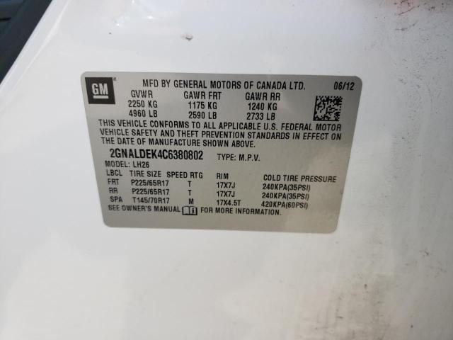 Photo 10 from auction – 2012 CHEVROLET EQUINOX with VIN 2GNALDEK4C6380802