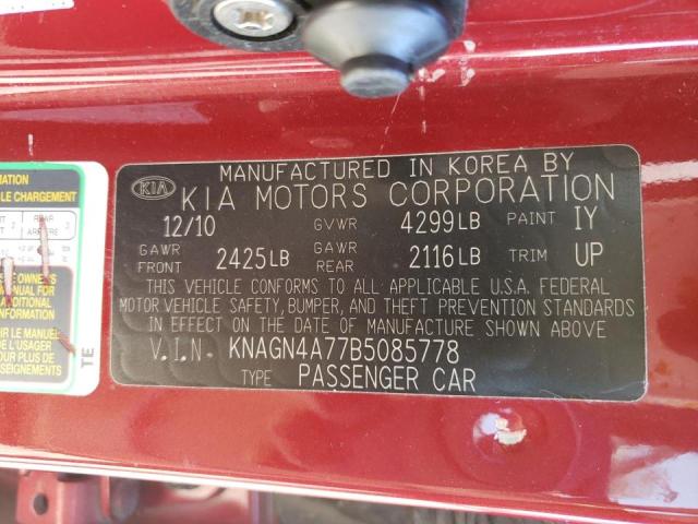 Photo 10 from auction – 2011 KIA OPTIMA EX with VIN KNAGN4A77B5085778
