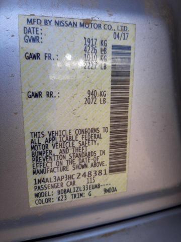 Photo 10 from auction – 2017 NISSAN ALTIMA 2.5 with VIN 1N4AL3AP3HC248381