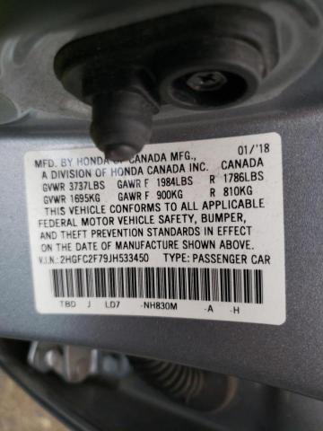 Photo 10 from auction – 2018 HONDA CIVIC EX with VIN 2HGFC2F79JH533450