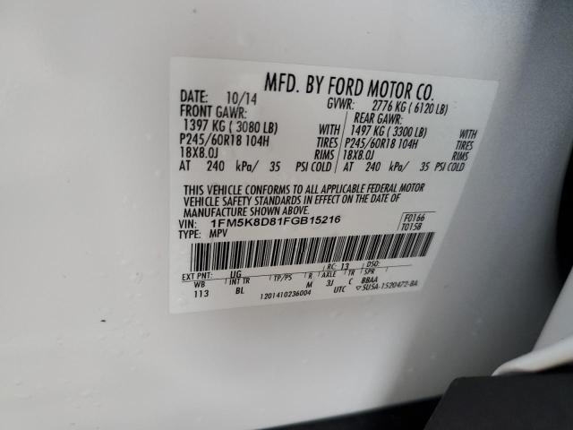 Photo 10 from auction – 2015 FORD EXPLORER X with VIN 1FM5K8D81FGB15216