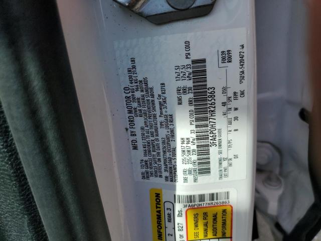 Photo 10 from auction – 2017 FORD FUSION SE with VIN 3FA6P0H77HR265863