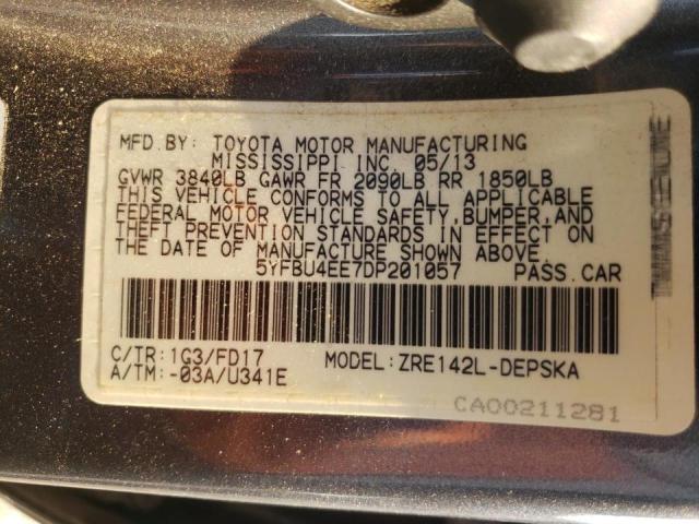 Photo 10 from auction – 2013 TOYOTA COROLLA BA with VIN 5YFBU4EE7DP201057