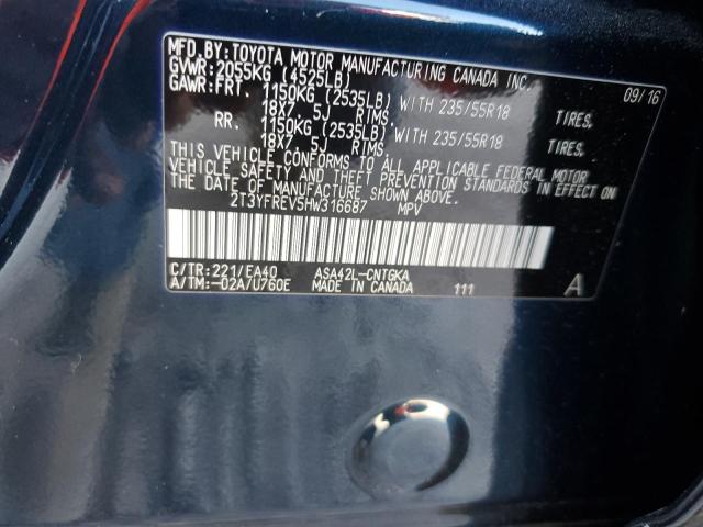 Photo 10 from auction – 2017 TOYOTA RAV4 LIMIT with VIN 2T3YFREV5HW316687