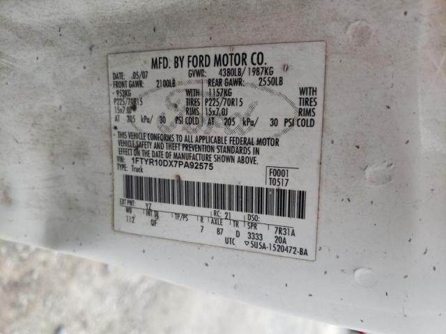 Photo 10 from auction – 2007 FORD RANGER with VIN 1FTYR10DX7PA92575